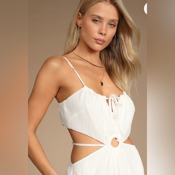 Summers Comin' White Tie-Back Cutout Maxi With Pockets - BRAND NEW - LULUS - S - Picture 3 of 8